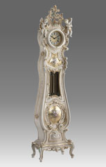 floor clock Art.531/4 lacquered white patinated with gold and decoration